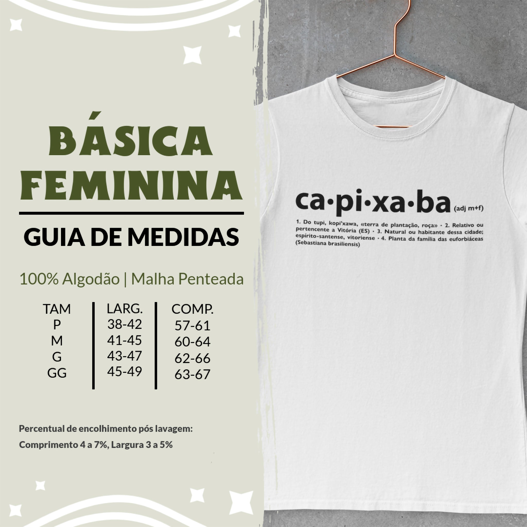 tabela medidas camiseta capixaba